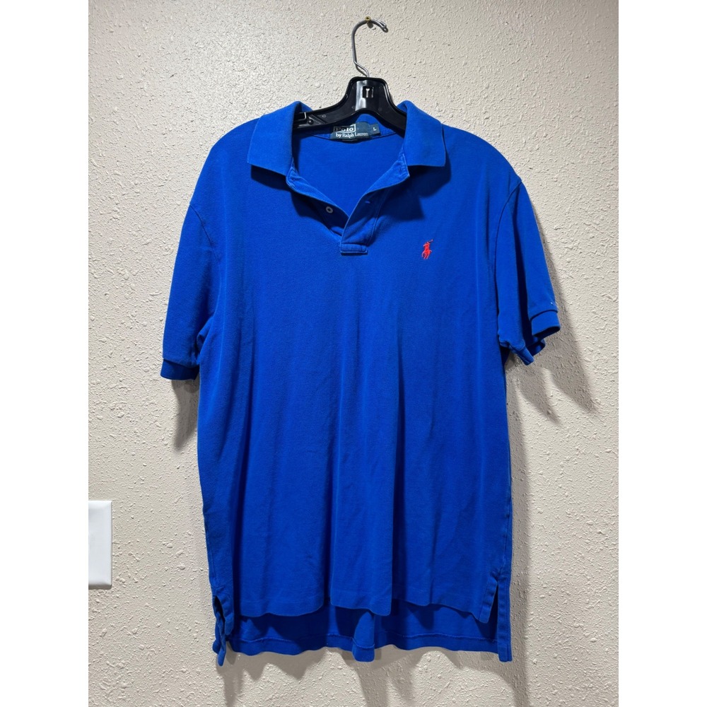 Polo Ralph Lauren Mens Royal Blue Pique Short Sleeve Polo Shirt Red Pony Large